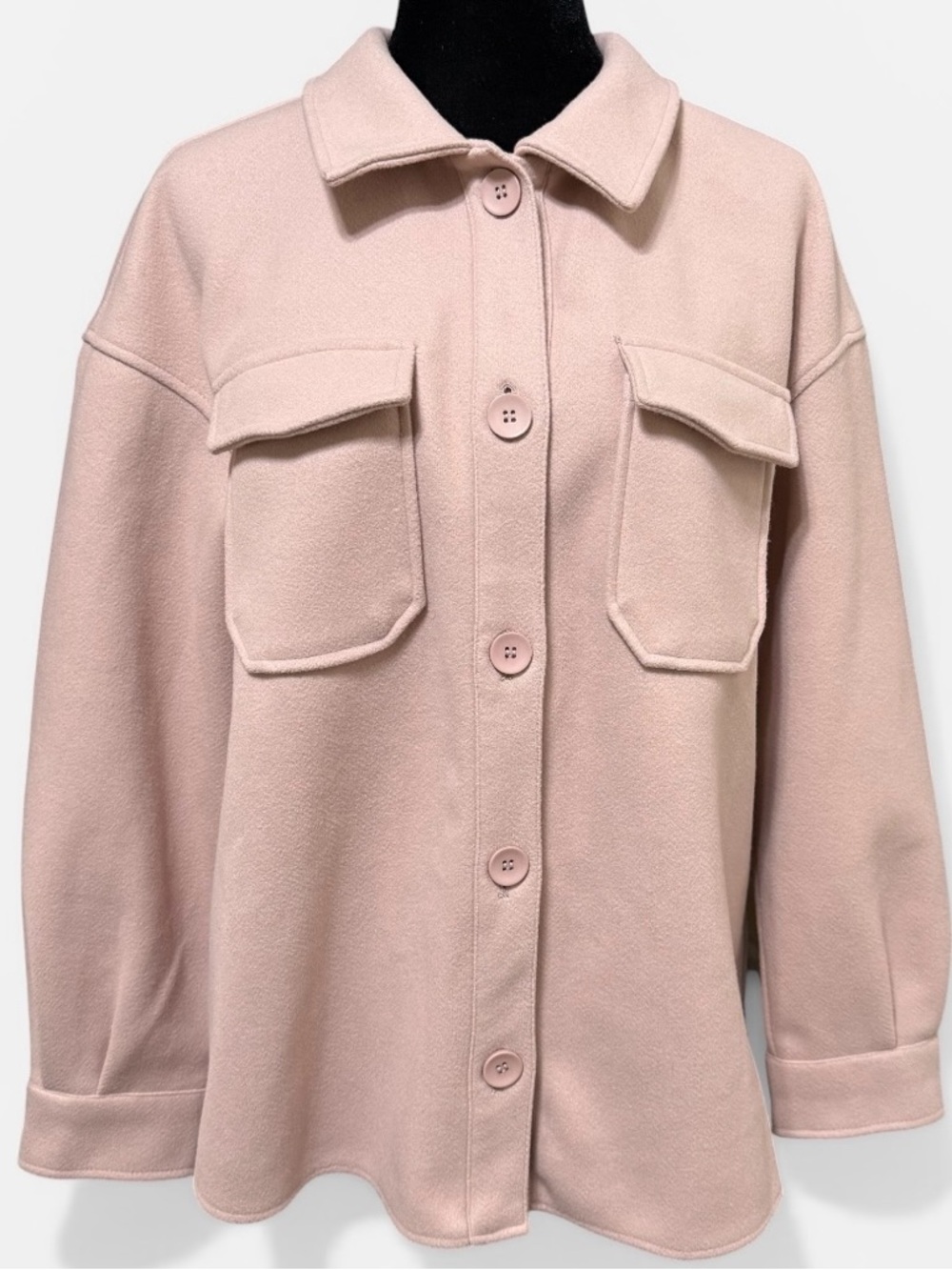 Avec Les Filles Blush Pink Shacket Jacket Soft Luxe Button Front Size Large - Picture 2 of 8